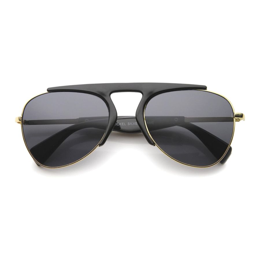 Modern Oversize Semi-Rimless Frame Teardrop Lens Aviator Sunglasses 57mm